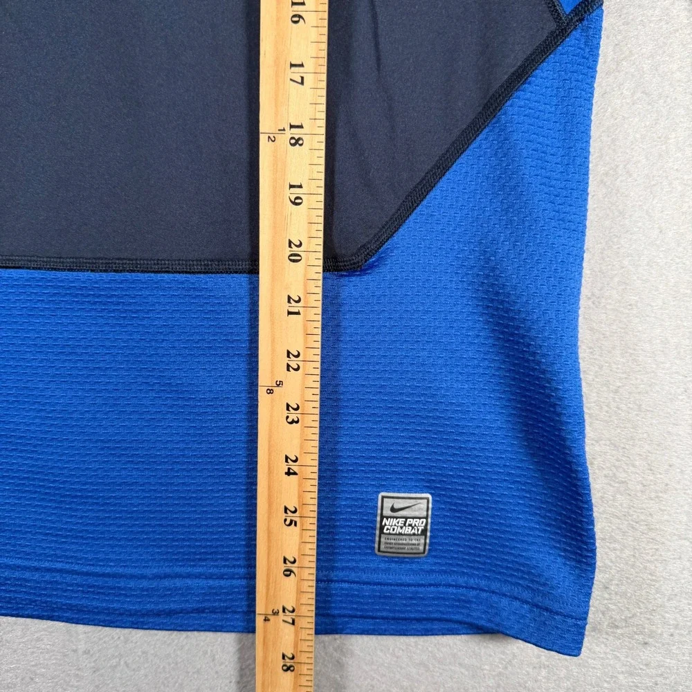 Nike Pro Combat Hyperwarm Shield Men Blue Navy Dri-Fit Training Top Small 635270